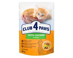 Kitten Natvoer Club 4 Paws - Kip in Jus, Compleet met Omega 3 & 6 - 24x80g