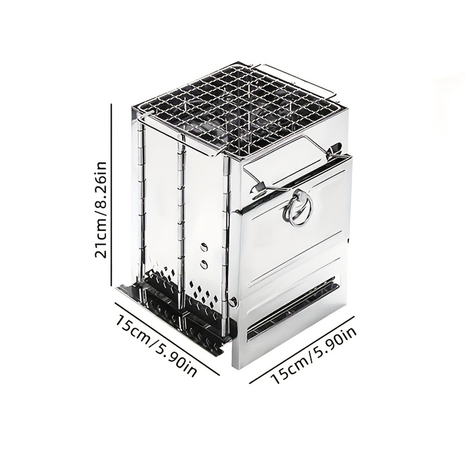 Campingbarbecue - Houtkachel - Koreaanse Barbecue - Roestvrij Staal - Opvouwbaar - Draagbaar - Lichtgewicht - Mini Houtskoolgrill - 1 Set - Voor Kamperen, Picknick, Tuin en Balkon