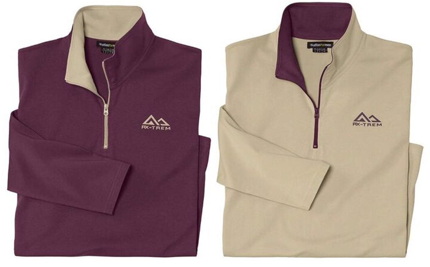 ATLAS FOR MEN - Set van 2 sweaters met ritskraag - Heren - Verkrijgbaar in grote maten - 5XL