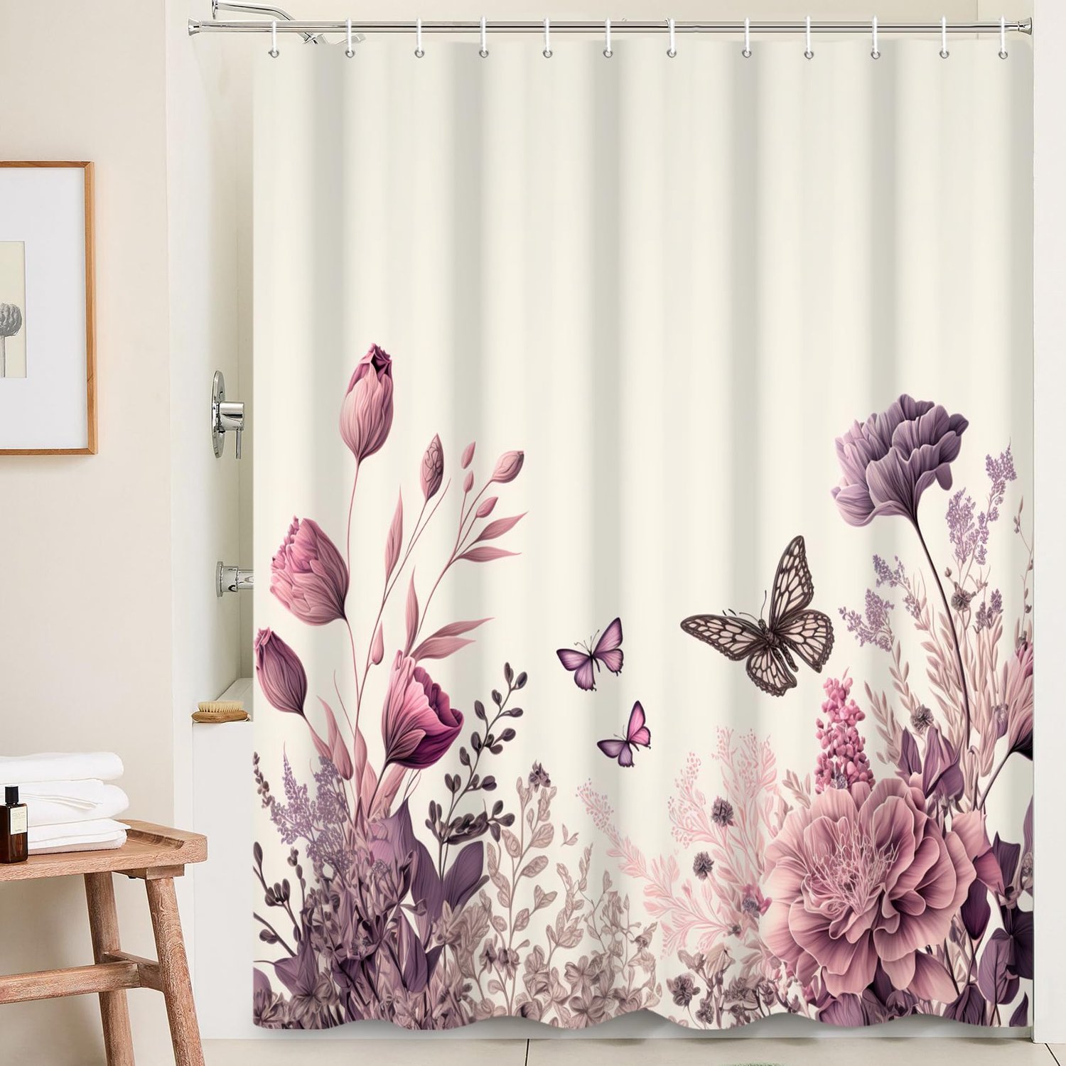 Retro Bloem Douchegordijn 71 x 71 Inch Waterdicht