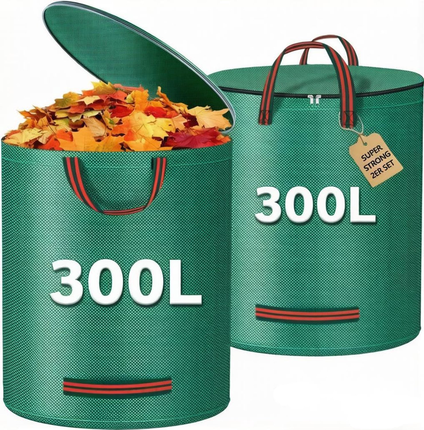 Afvalzak Grote Capaciteit - Tuinafvalzak 500 Liter - Bladzak met Deksel - Handgrepen - Vrijstaande Tas - Sterke Naden