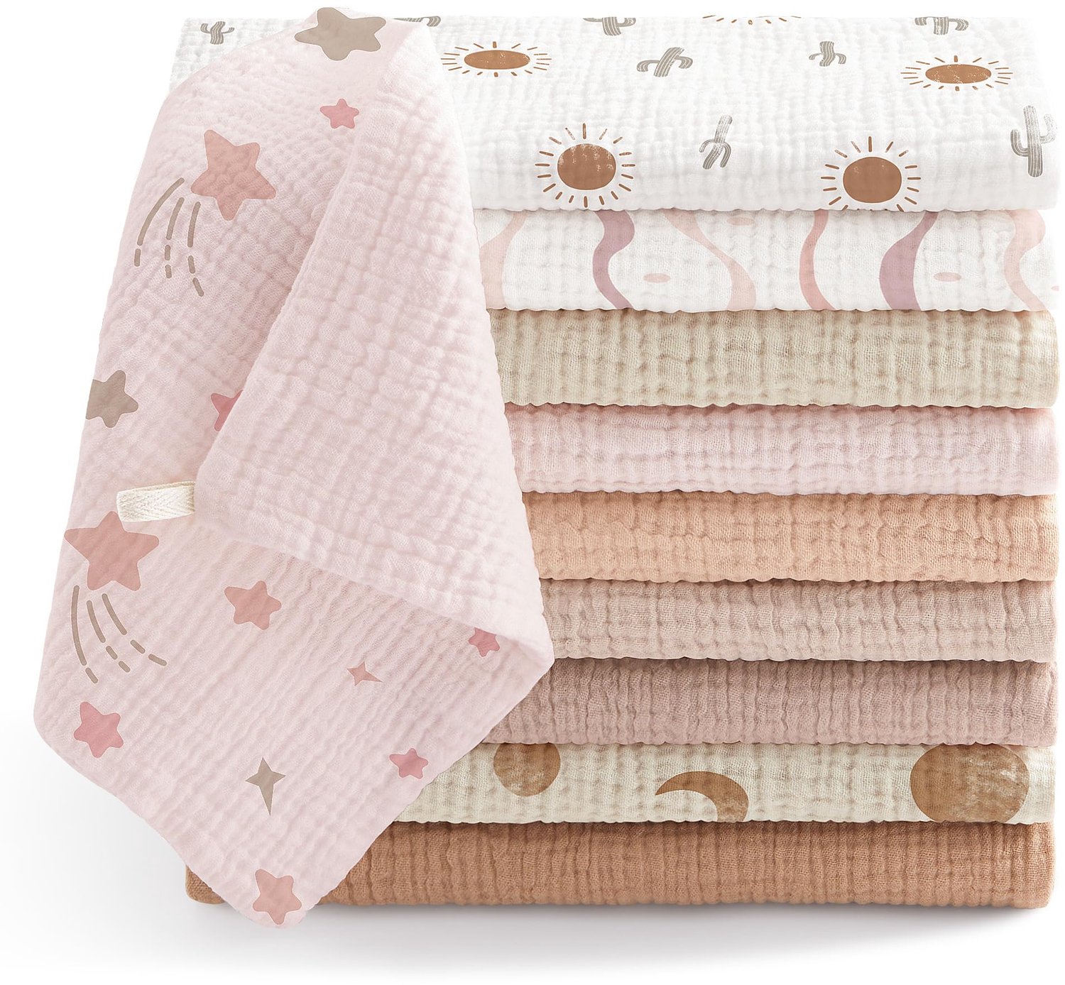 Set van 10 Super Zachte Muslin Doeken voor Baby's, 25 x 25 cm