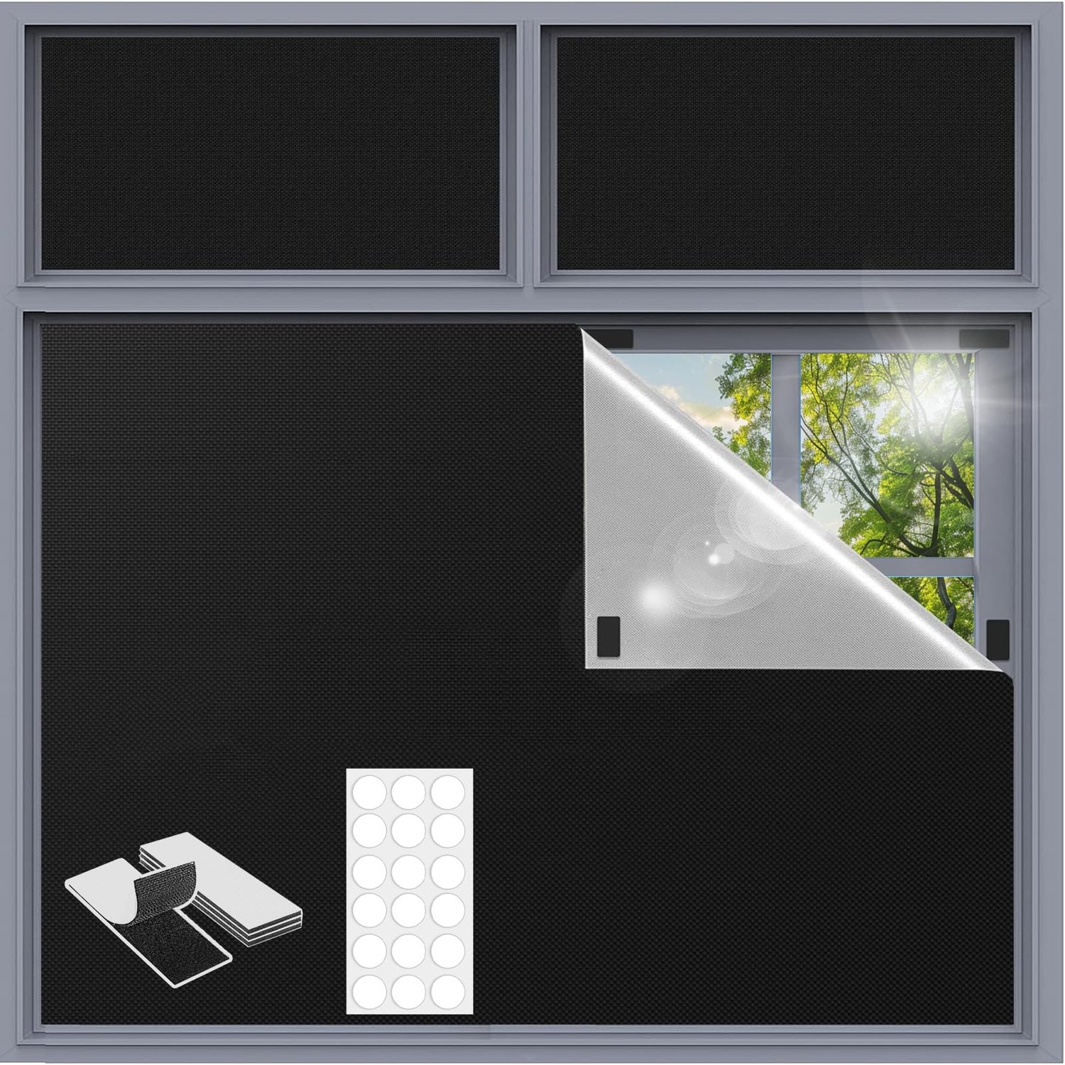 420D Blackout Rolgordijn Plakband - 100% Donker voor Venster