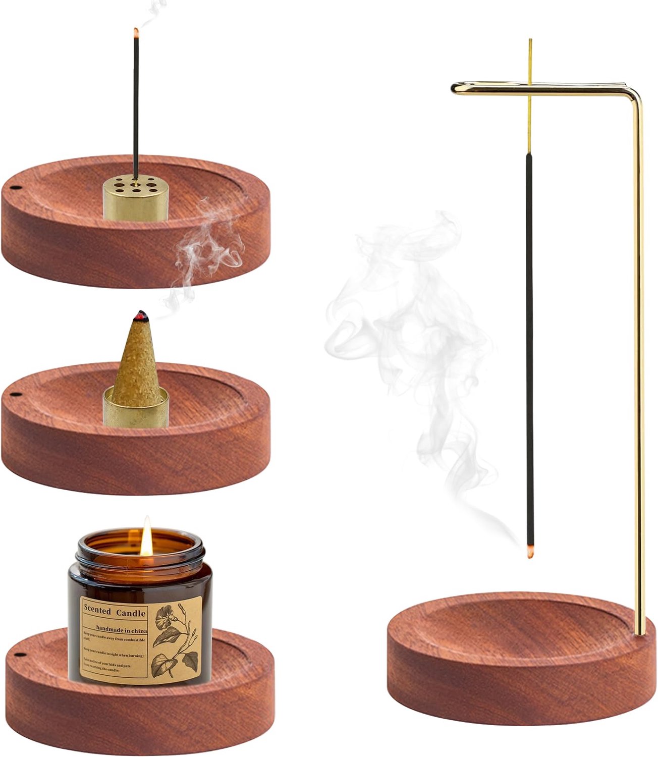 2-in-1 Incensestokhouder van Hout met 9 Gaten
