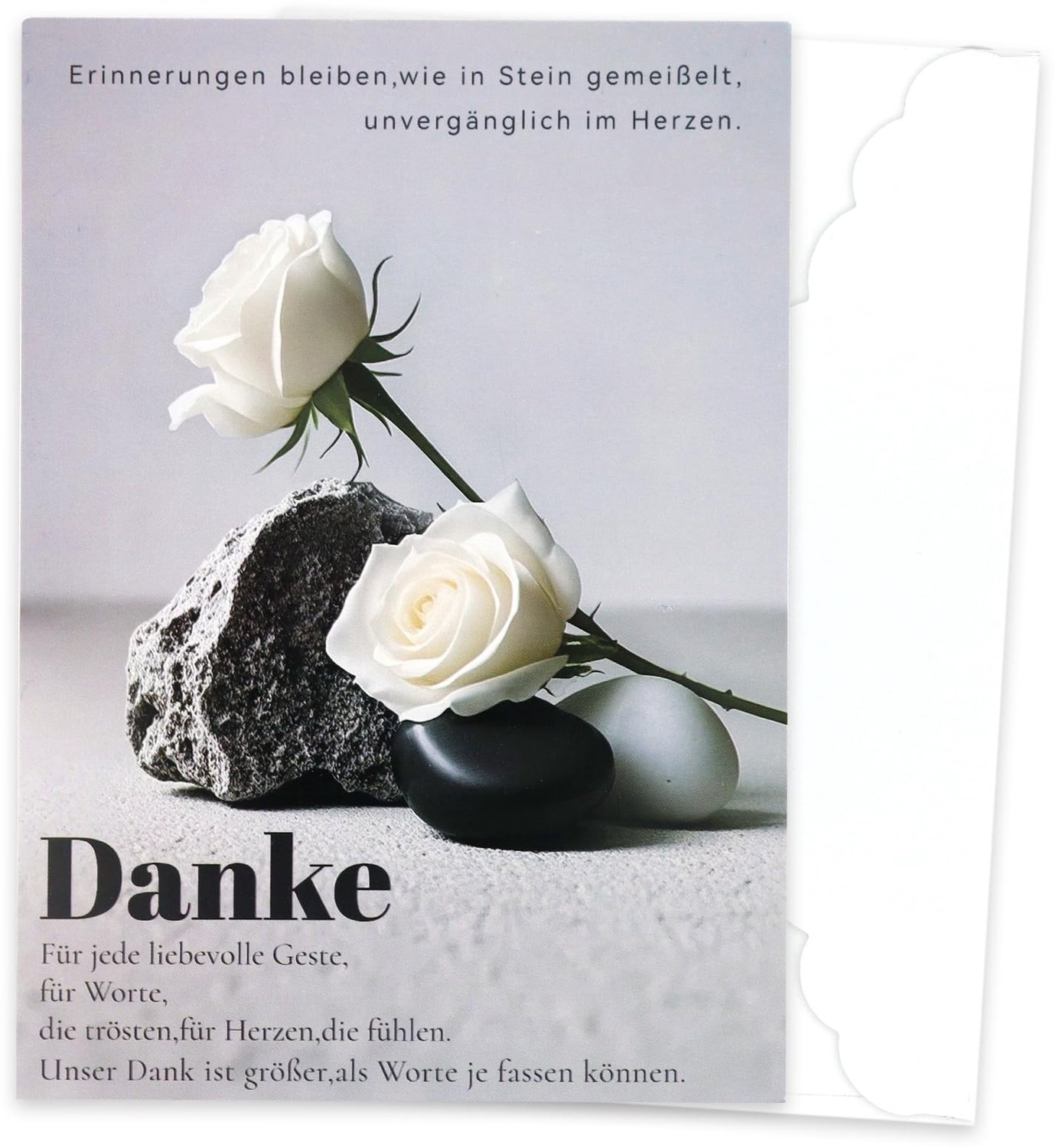 10 Condoleancekaarten met Enveloppen - Elegante Bedankkaarten met Witte Bloemen