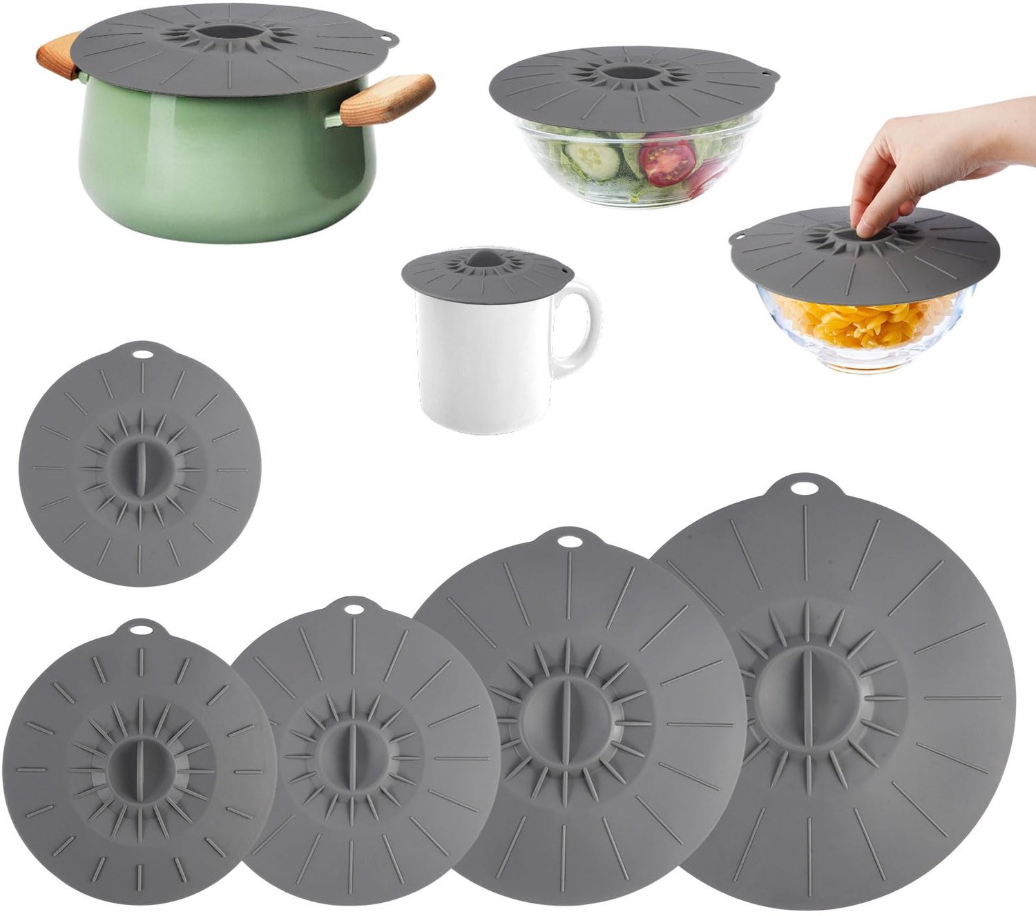 Set van 5 Silicone Deksel voor Kom met Verschillende Maten