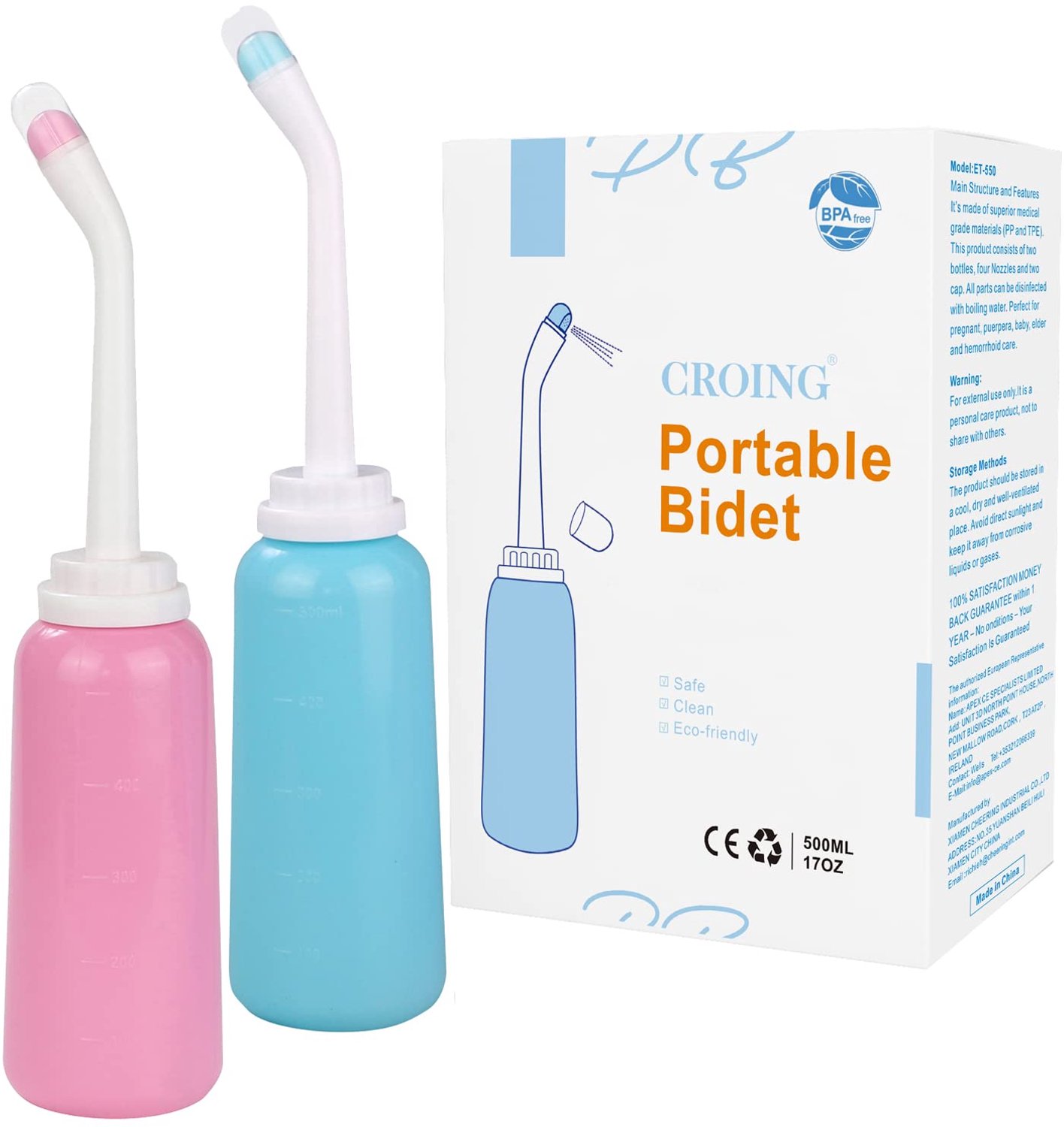Set van 2 500ml Bidet Flessen voor Intieme Hygiëne