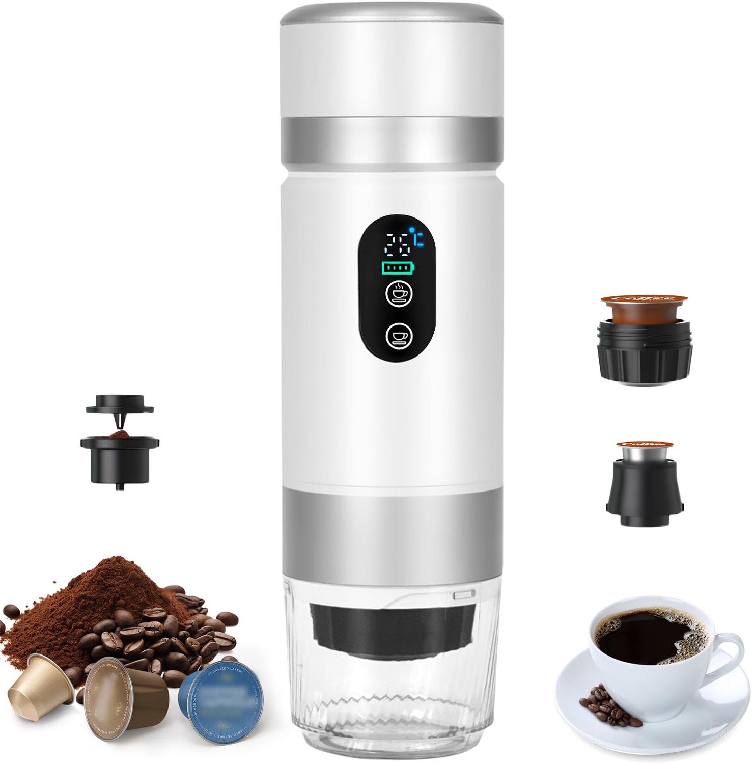 Draagbare Koffiemaker 3-in-1 - Elektrische Espressomachine met Digitaal Display
