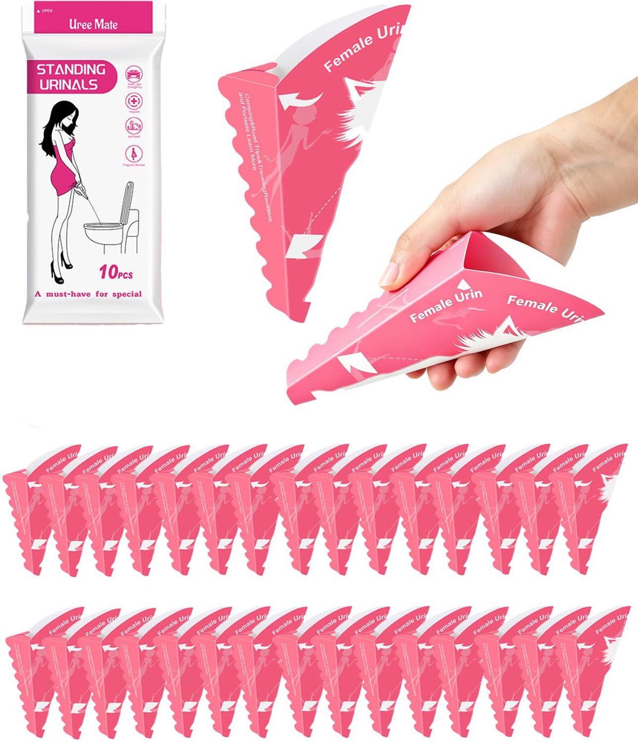Wegwerp Urinoir voor Dames - Draagbaar en Waterdicht, 30 Stuks