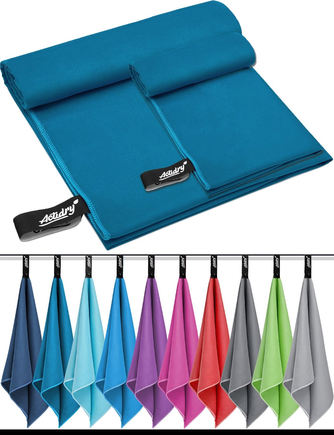 Set van 2 Microvezel Handdoeken voor Kinderen en Volwassenen - Petrol Blauw