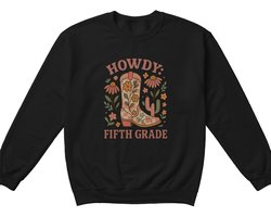 Leraar Sweater – HOWDY: FIFTH GRADE – Onderwijs Outfit – Unisex Sweater voor Dames & Heren – Leuk Cadeau voor Leraren