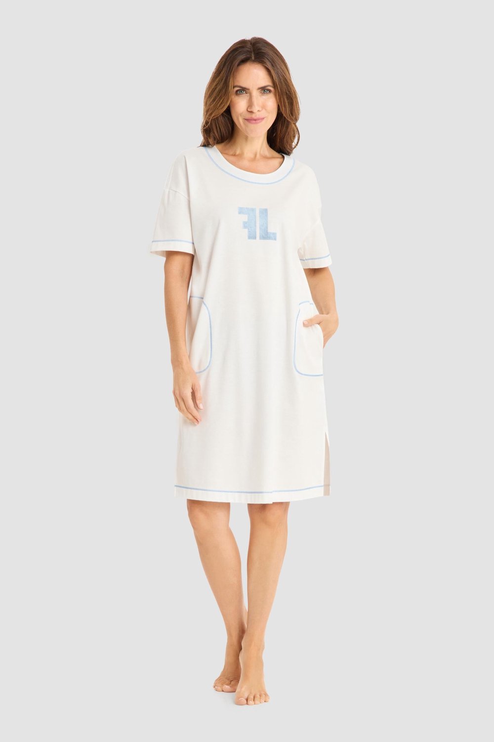 Féraud Feraud Logoprint Nachthemd 3261056 Wit Blauw