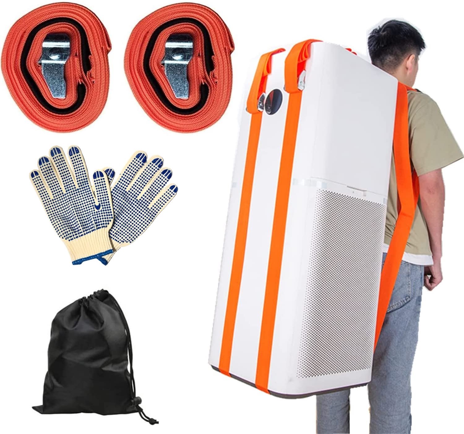 Verhuisriemen Ergonomisch - Sjorbanden tot 270 kg - Draagriemen voor één persoon - Heavy Duty Hefgordel - Antisliphandschoenen - Verstelbare lengte - Verhuishulpmiddel