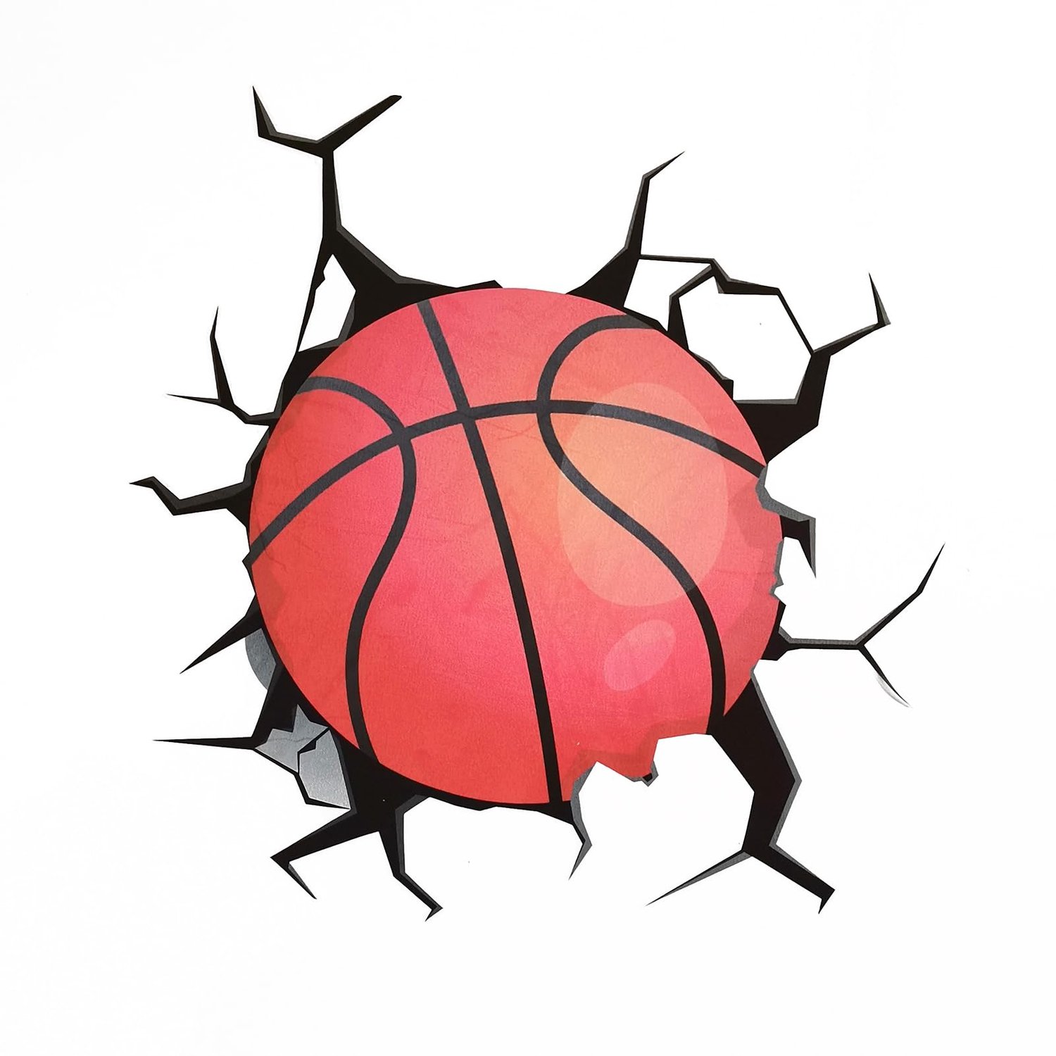 3D Wandsticker met Basketbalthema voor Kinderkamers, 40 x 40 cm