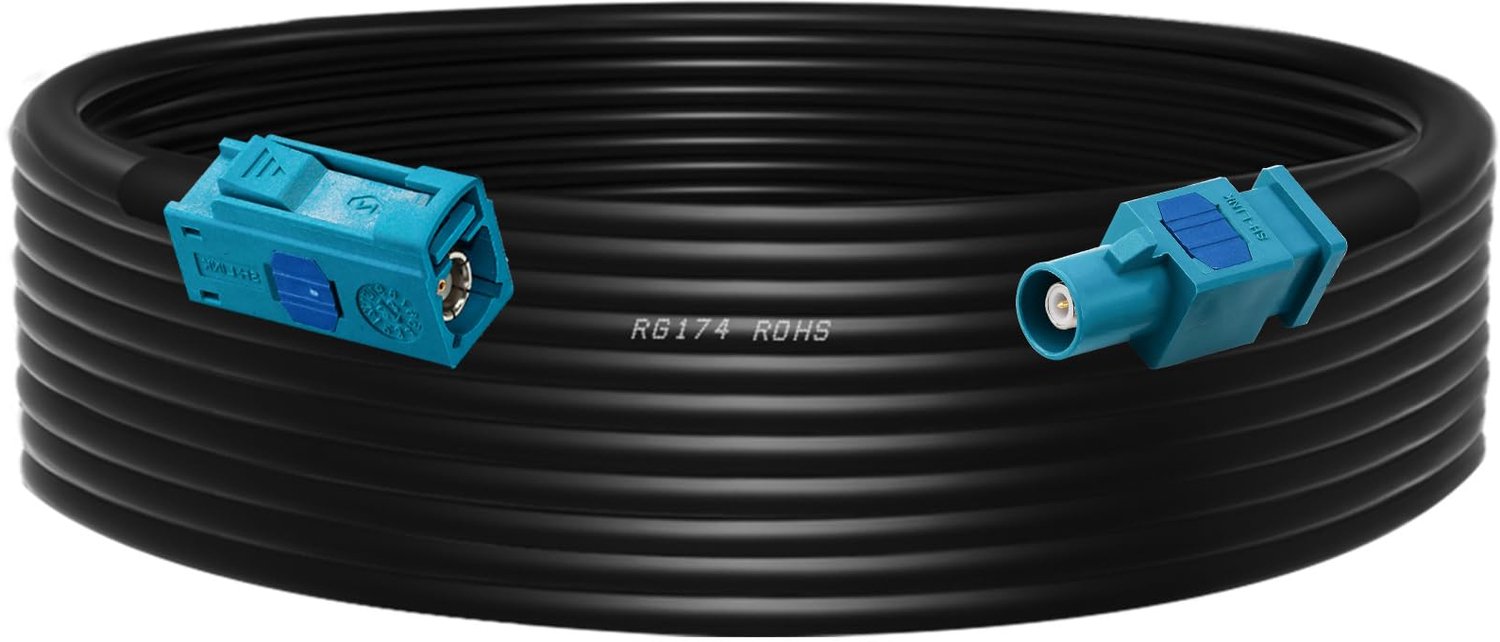 Fakra Z-stekker 5 meter - Coax kabel - RG174 - Verlengkabel - GPS antenne - Schokbestendig, tot 80°C - Coaxkabel