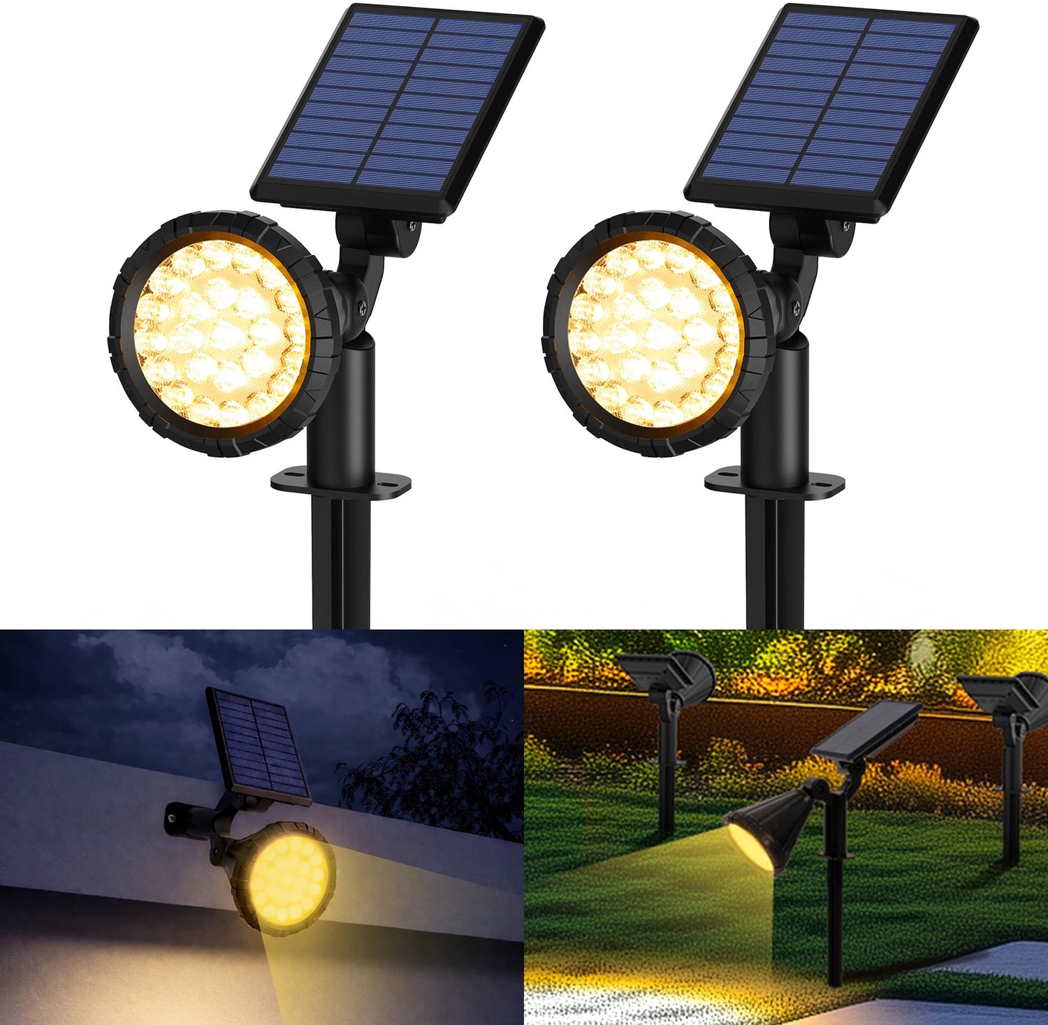 2 Stuks Zonnepanelen Spotlights voor Buiten