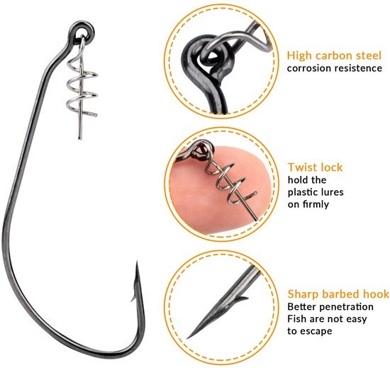 Vishaak Set met Twist-Lock en Verzwaarde Swimbait Haken voor Zacht Kunstaas, 60 Stuks — afbeelding 5