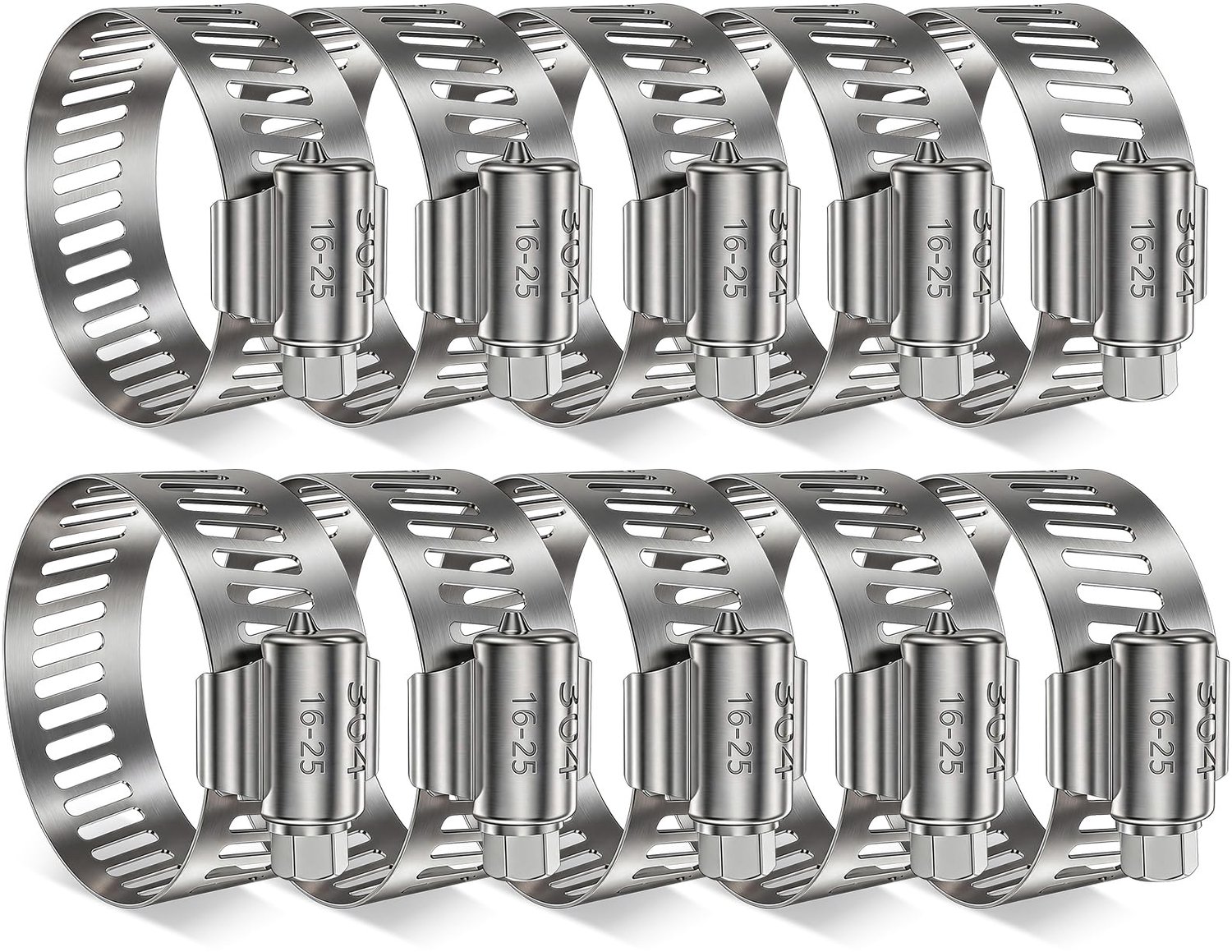 Set van 10 Slangklemmen met Spanbereik 16-25 mm