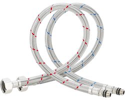 hiahaz, 2pcs Monobloc Hose Flexible Faucet Connector Flexible Stainless Steel Braided Faucet Connector Pipe Flexi Tubes Tails, Hose 2/1 x M10 x 60cm C