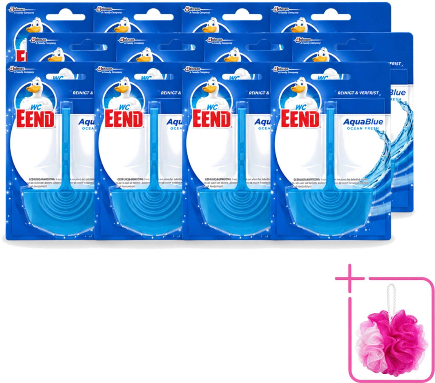 12 x WC Eend - Aqua Blue - Toiletblok - Kleurt Water Blauw & Verfrist - 40 gr - Bulkverpakking - WC Eend Aqua Blue Toiletblok - Douchemop - Blauw spoelwater