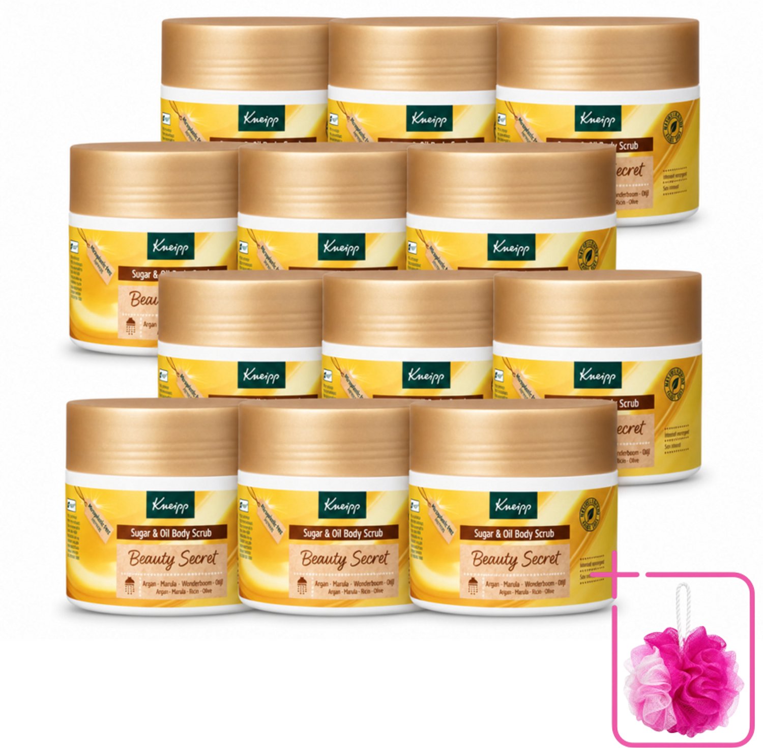 12 x Kneipp - Body scrub - Sugar & Oil - Beauty Secret - 200 ml - Bulkverpakking - Body scrub - Douchemop - Huid verzorging