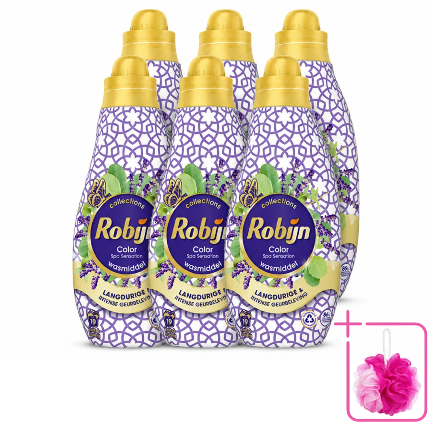 6 x Robijn - Klein & Krachtig Spa Sensation - Vloeibaar Wasmiddel - 19 Wasbeurten - 665 ml - Bulkverpakking - Wasmiddel - Douchemop - Spa Geur