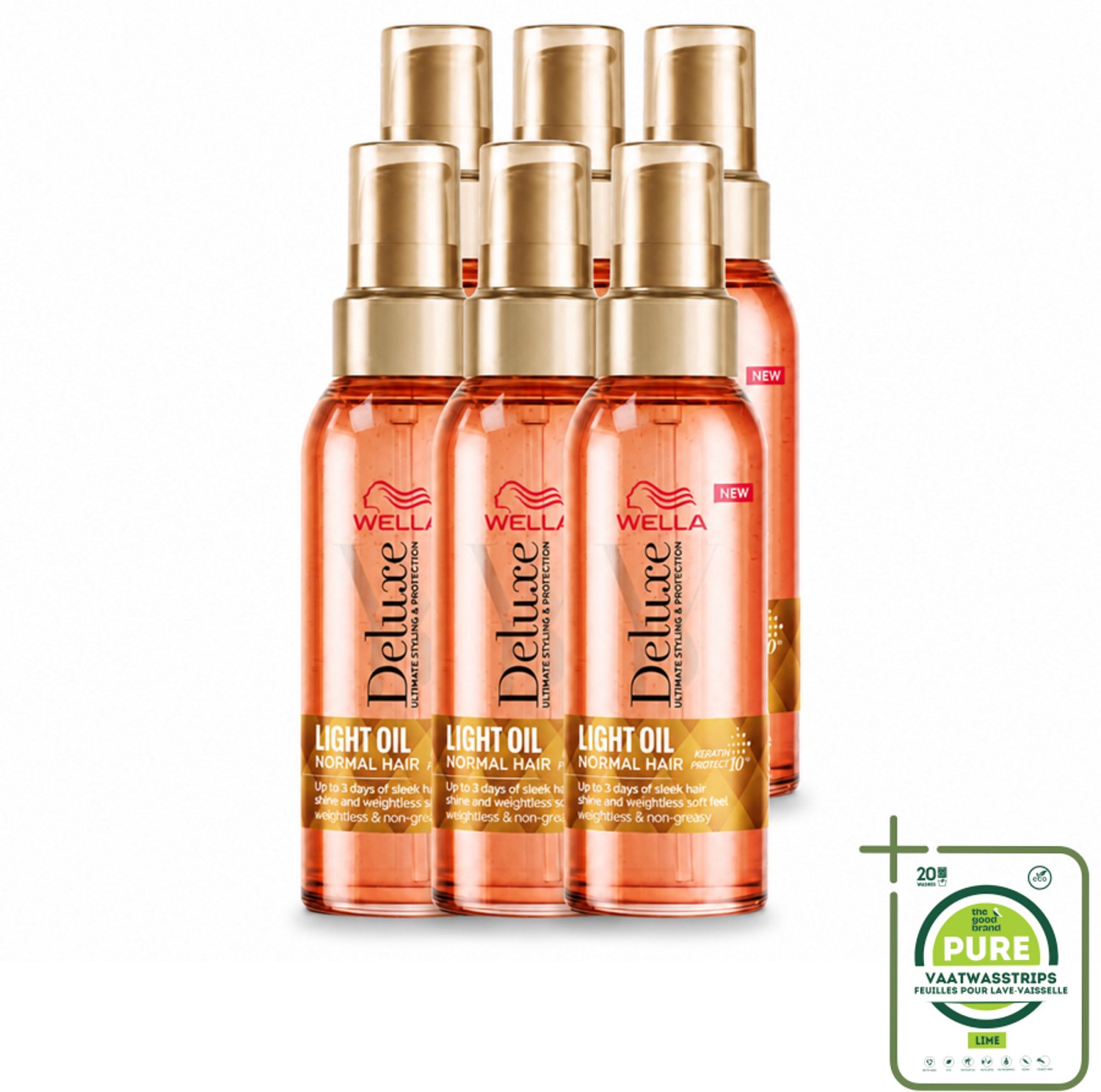 6 x Wella – Deluxe Oil Light – Haarolie – 100 ml - Grootverpakking - Vaatwasstrips - Haarolie - Glans - Gezond Haar - Voeding - Gladheid