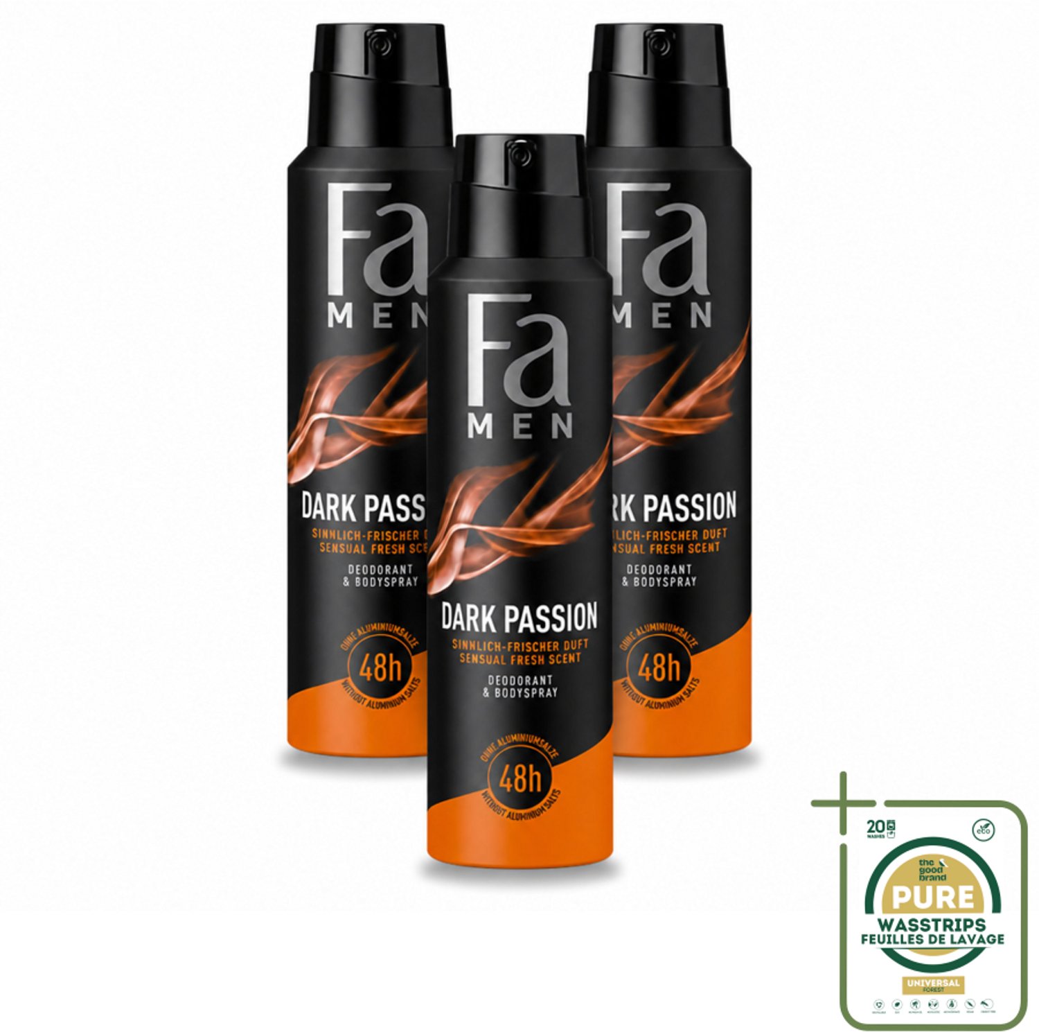 3 x Fa – Deodorant Spray – Men Dark Passion – 150 ml - Deodorant Spray Voor Mannen - Geur Voor Mannen - Anti-zweet Spray - Zweetvermindering - Geur Voor Mannen