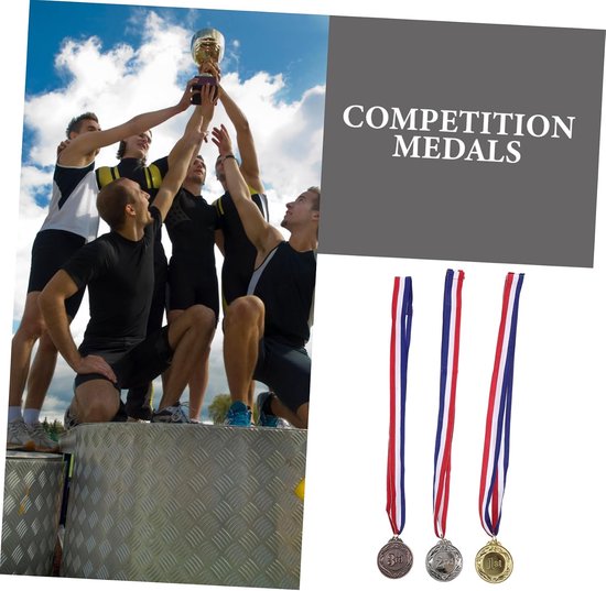 6 Stuks goud voetbal trofee medaille linten sportdagmedailles voor kinderen sport- Verjaardagscadeau sport medailles wedstrijd beloning medailles competitie medaille legering — afbeelding 3