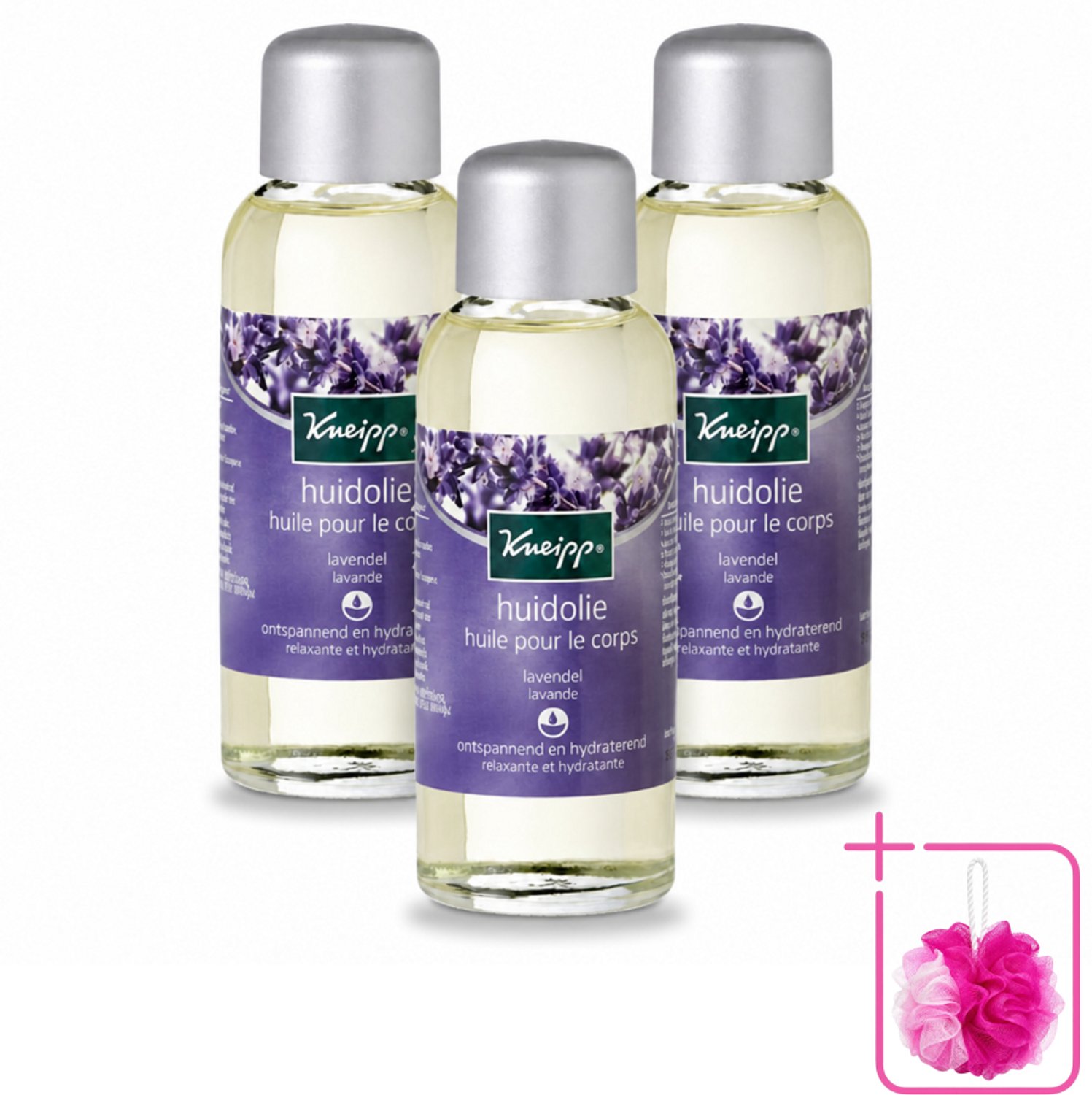 3 x Kneipp - Huidolie - Relaxing - Lavendel - Trekt snel in - 100 ml - Bulkverpakking - Ontspanning - Douchemop - Huidverzorging