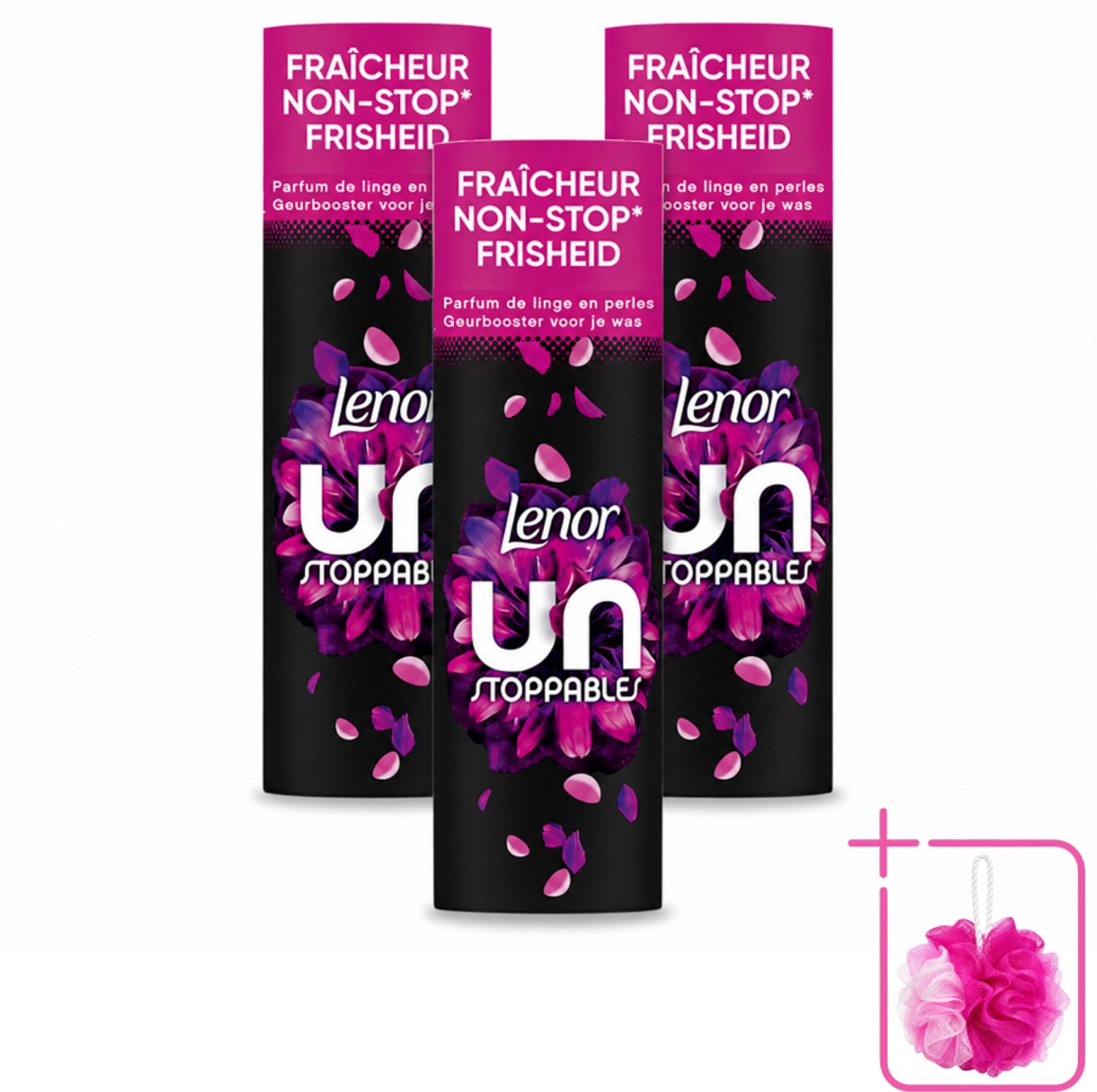 3 x Lenor Unstoppables - Geurbooster - Bloemen Fris - Non-Stop Frisheid - 19 Wasbeurten - Bulkverpakking - Geurbooster - Douchemop - Bloemige geur