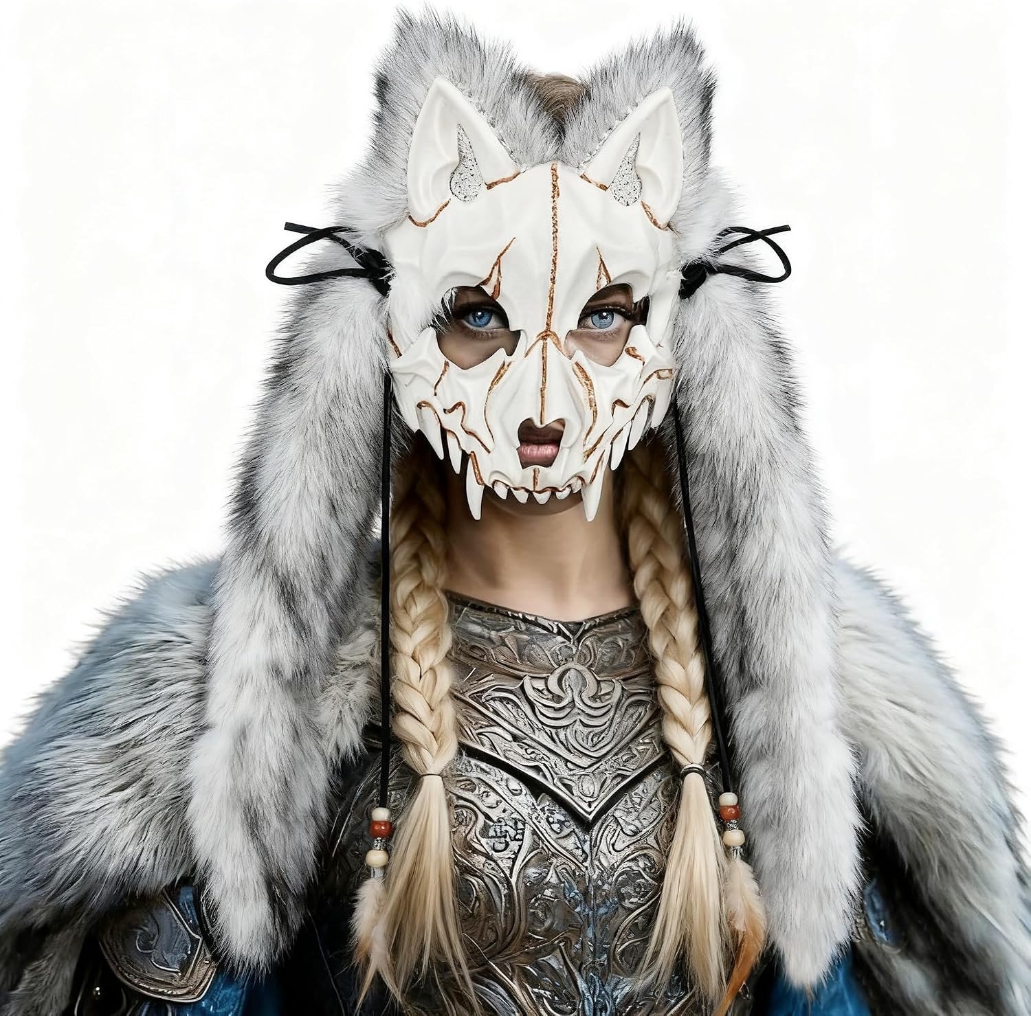 Werwolf-masker - Grijs - Eenheidsmaat Volwassenen - Kunststof met Kunstbont - Voor Halloween en Cosplay