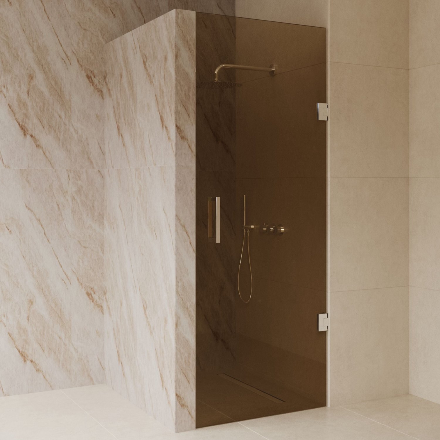 Sanitado Dalis Nisdeur Sepia Glas Chrome Profielen 70x200 cm