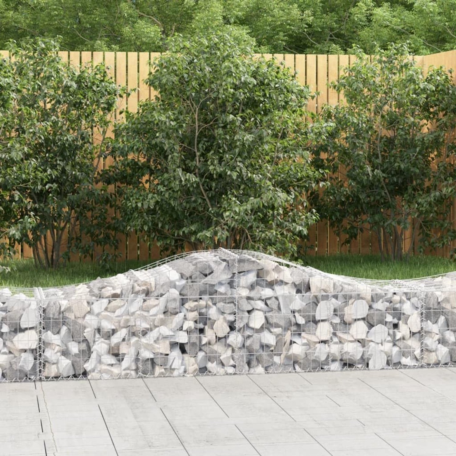 Schanskorven met hoge boog 6 stuks 200x50x40/60 cm verzinkt ijzer voor tuinbarrière en privacyscherm, stabiele draadmanden als decoratie, duurzaam en corrosiebestendig