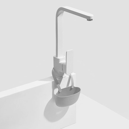 2 stuks siliconen sponshouder, eenvoudig te bedienen, zeephouder, geen installatie nodig, keuken, gootsteen, organizer, wit en grijs — afbeelding 4