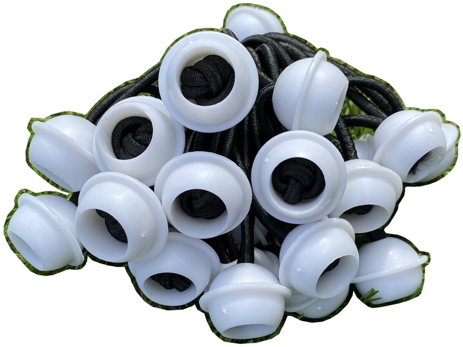 Set van 25 Bungee Koorden met Bal - Zwart/Wit, 6cm