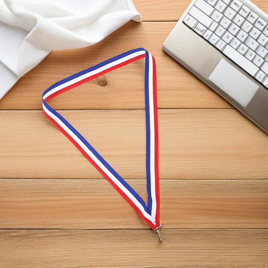 50 Stuks Rood Wit Blauw Medaille Linten met Stevige Clip Verstelbare Zachte Halsband voor Sportevenementen Groepsprijzen Feestelijke Onderscheiding Dragen — afbeelding 4