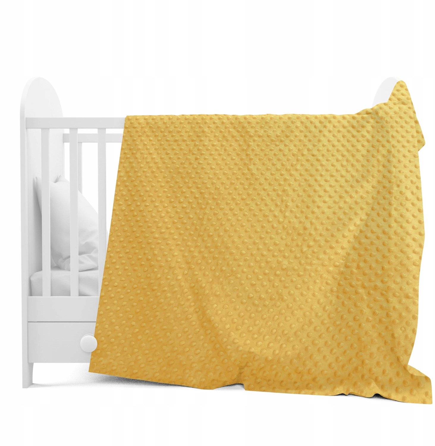 Zachte Minky Deken 140x200cm met Sensomotorische Bolletjes - Mosterdgeel
