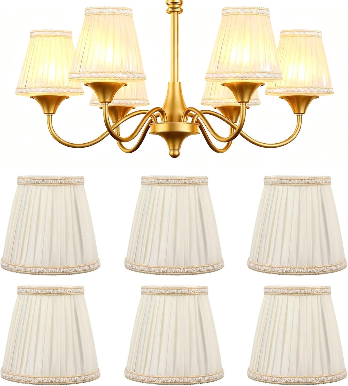 Set van 6 Stof Lampenkappen voor Wandlampen en Tafellampen - 9 x 13 x 14 cm, Geschikt voor Kandelaar en Chandelier Verlichting