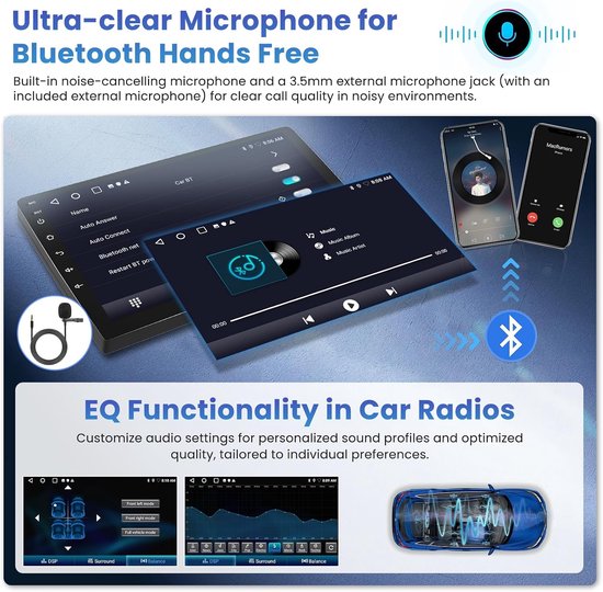 Inefala autoradio voor Renault Logan 1 Sandero 2009-2015/Dacia Duster 2010-2017, Android 2G+64G, draadloos CarPlay & Android Auto, 2 Din radio met GPS/WiFi/Bluetooth/USB/RDS/FM MIC achteruitrijcamera — afbeelding 5
