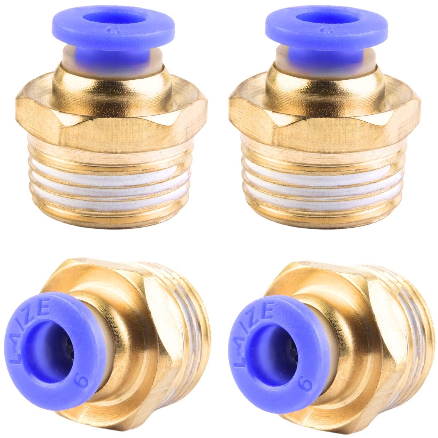 Set van 4 snelkoppelingen met rechte schroefdraad Push to Connect aansluitingen 6 mm 3/8' PT - ShopVlot