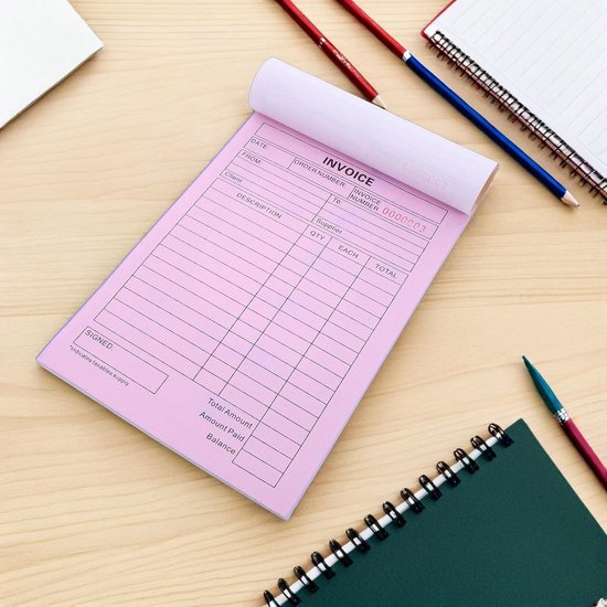 4 Stuks Delige Carbonloze Order Receipt Book Handgeschreven Invoice Pad voor Kleine Bedrijven Veilig Zakelijk Bonnenboek voor Nauwkeurige Bestelformulieren Klantenregistratie — afbeelding 4