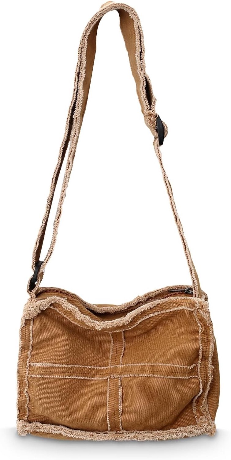 Vintage Schoudertas voor Dames en Heren - Casual Canvas Crossbody Tas voor Dagelijks Gebruik en Reizen met Ruimte voor Essentials
