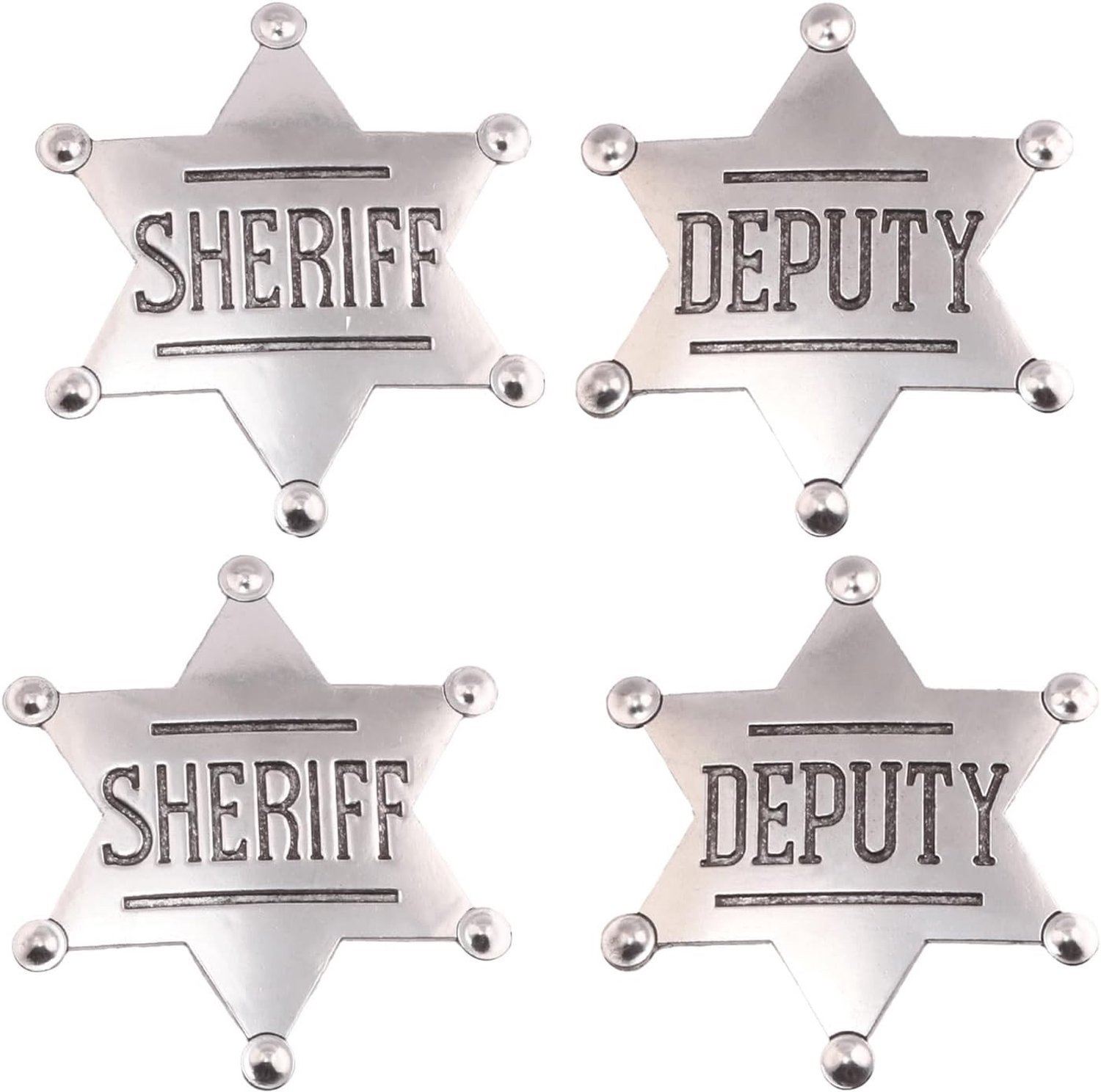 Antieke Bronzen Sheriff Badge Broches - 4 Stuks voor Cowboy Kostuums, Hoeden en Feestaccessoires