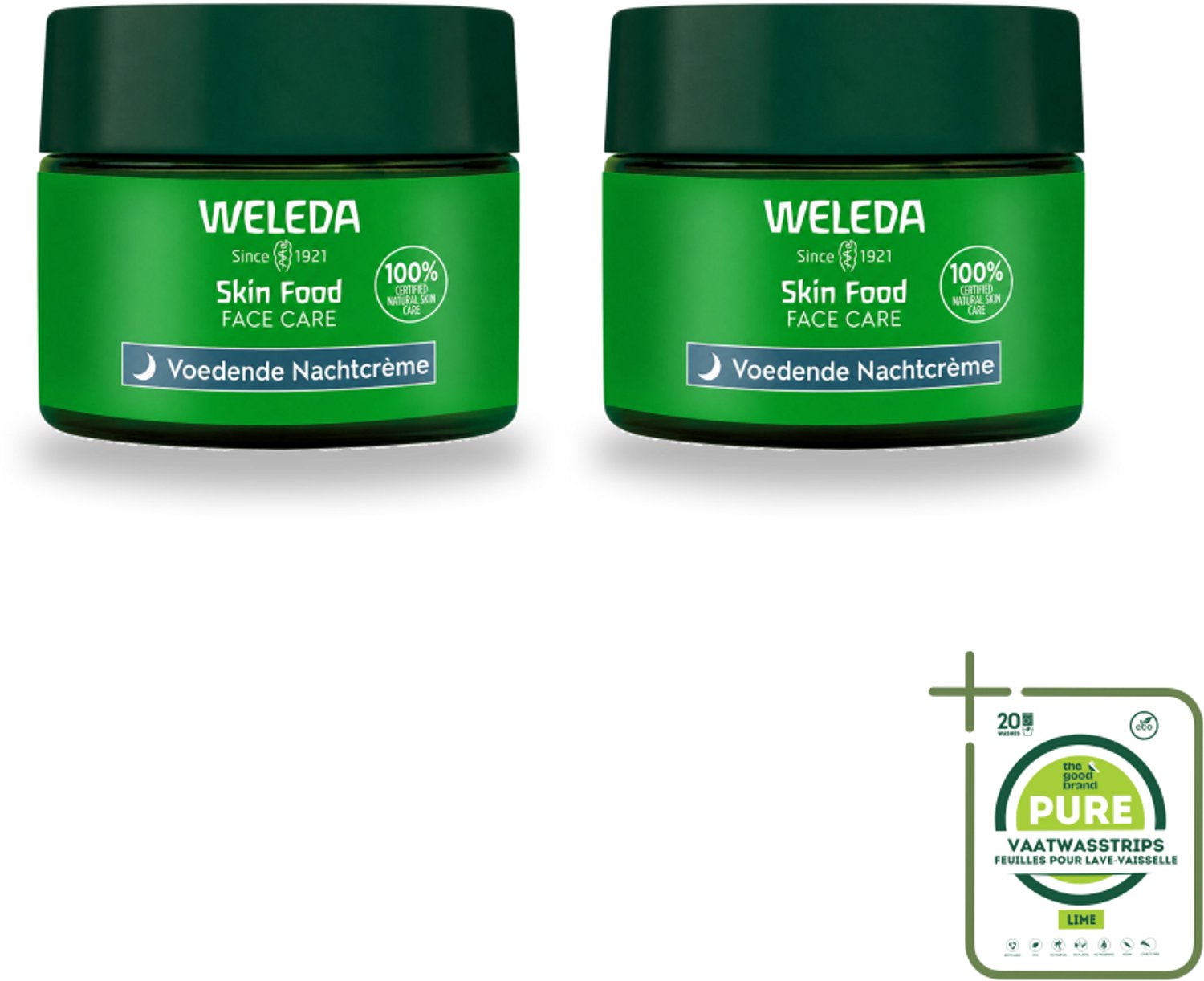 2 x WELEDA - Nachtcrème voedend - Skin Food - 40 ml - Grootverpakking - Vaatwasstrips - Nachtcrème - Voedende Crème - Huidherstel - Huidbarrière - Celvernieuwing