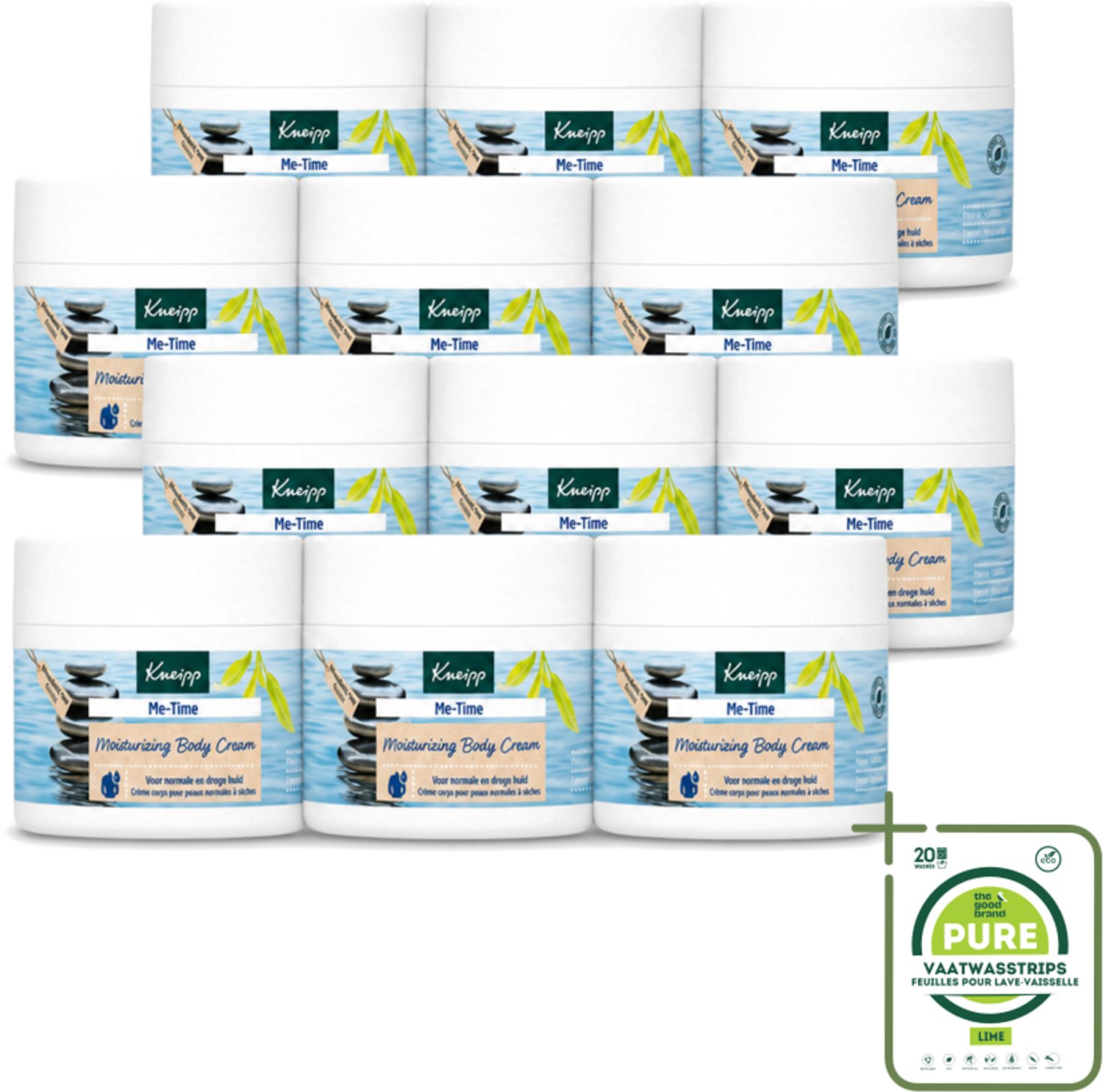 12 x Kneipp - Body crème - Me‑Time - Patchouli & Sandelhout - 200 ml - Grootverpakking - Vaatwasstrips - Kneipp Bodycrème Me-Time - Rust - Ontspanning - Huidverzorging - Natuurlijke Crème