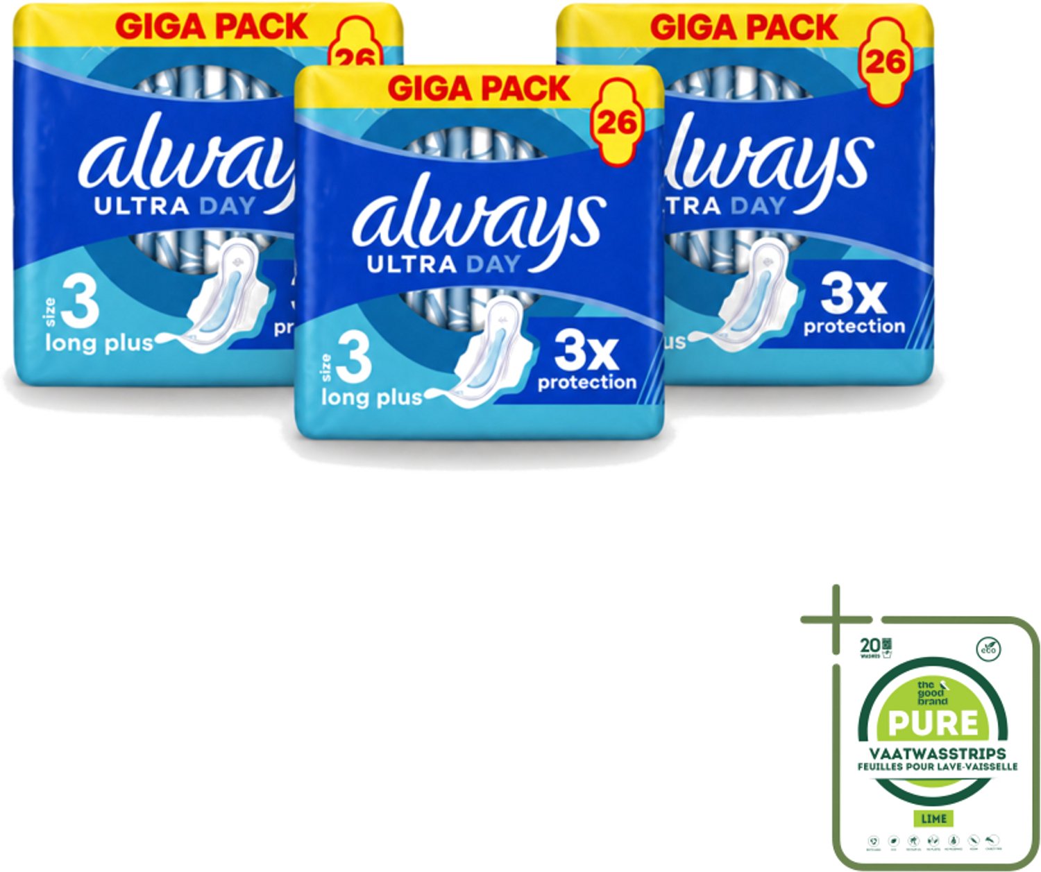 3 x Always - Maandverband - Dag - 26 Maandverband - Grootverpakking - Maandverband Dag - Maandverband Overdag - Maandverband Voor Actieve Dagen - Maandverband Met Vleugels - Maandverband Comfort