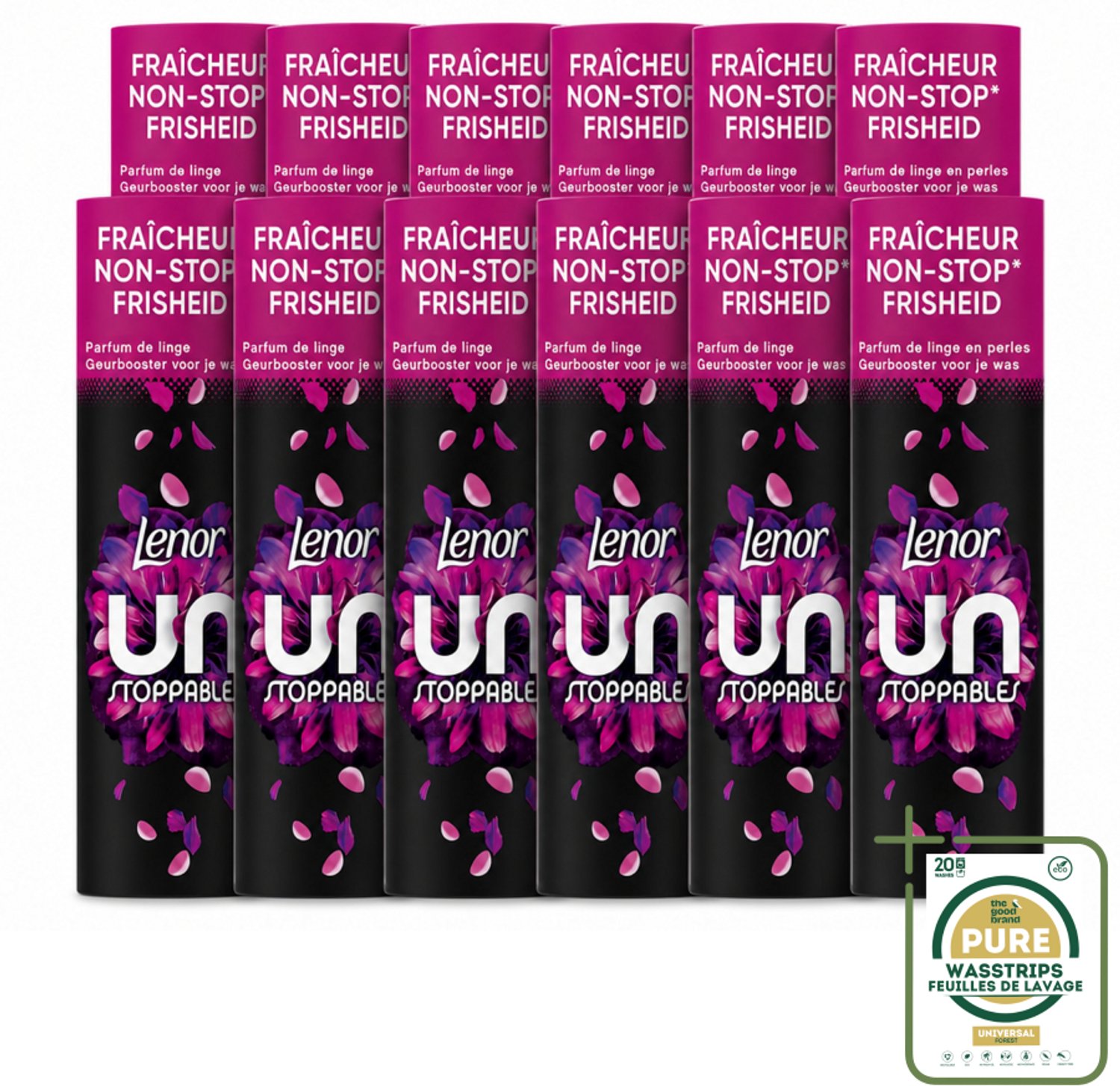 12 x Lenor Unstoppables - Geurbooster - Bloemen Fris - Non-Stop Frisheid - 19 Wasbeurten - Wasstrips - Geurbooster - Bloemenfris - Wasgeur - Langdurige Frisheid - Wasmiddel