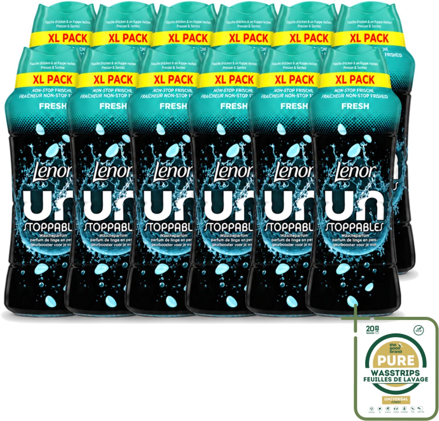 12 x Lenor Unstoppables - Geurbooster - Fris - Non-Stop Frisheid - Grootverpakking - Wasstrips - Geurbooster - Wasgeur - Frisheid - Textielverfrisser - Wasroutine