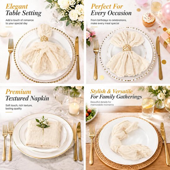 30 stuks chiffon servetten, boho-tafeldecoratie, stoffen servetten, wasbaar — afbeelding 4